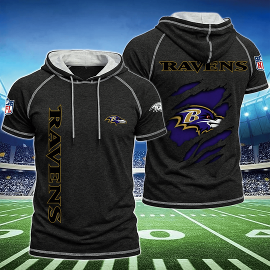 Baltimore Ravens Men's Hooded Short-Sleeve T-Shirt