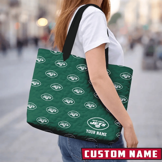 Custom New York Team Jets Quilted Tote Bag