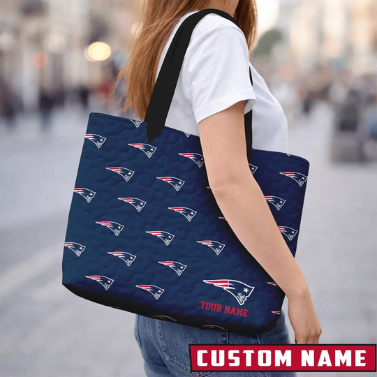 Custom New England Team Patriots Quilted Tote Bag