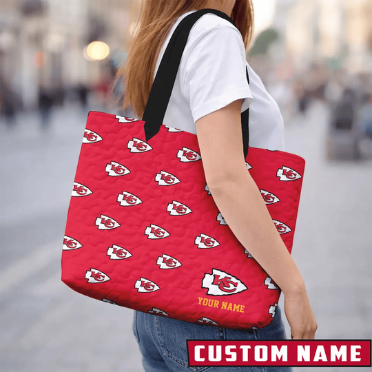 Custom Kansas City Team Chiefs Quilted Tote Bag