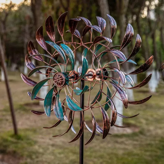 Large Metal Wind Spinner - Kinetic Garden Yard Art for Outdoor Decor