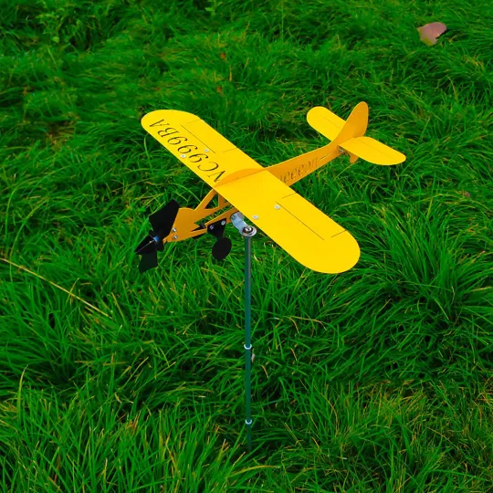 Airplane Wind Spinner - Yellow Metal Garden