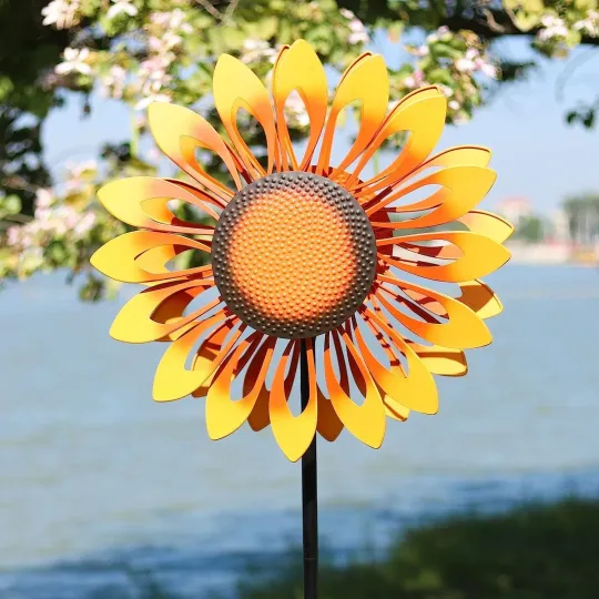Sunflower Wind Spinner - Outdoor Metal Garden Decor