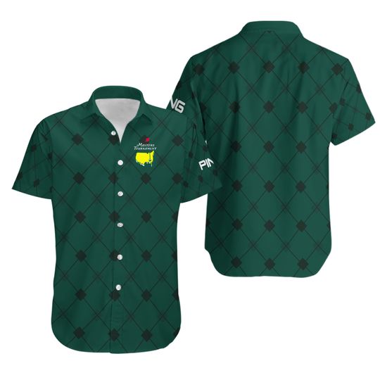 Golf Masters Tournament Green Argyle Pattern Ping Hawaiian Shirt