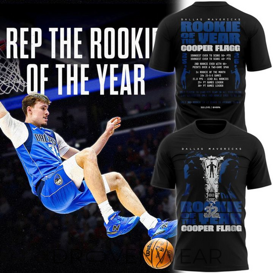 Dallas Mavericks Cooper Flagg 2026 ROOKIE OF THE YEAR Special Tee