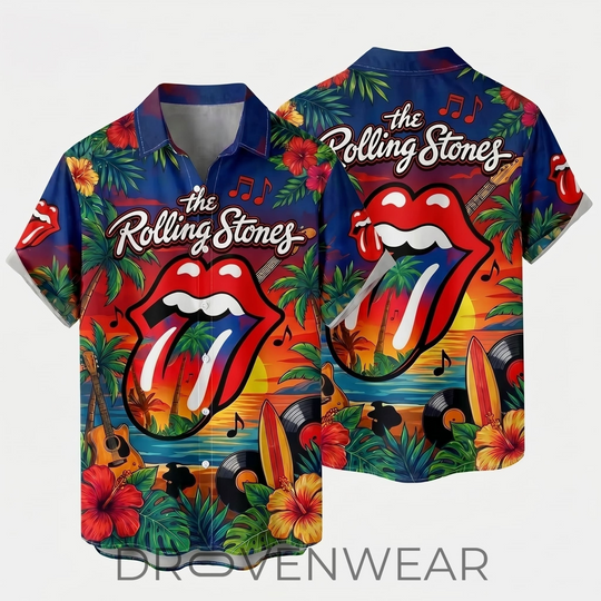 The Rolling Stones “Tongue and Lips” Hawaiian Shirt