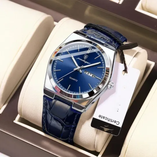 Fashion Analog Men Watch Waterproof Luminous Leather Quartz Wristwatch