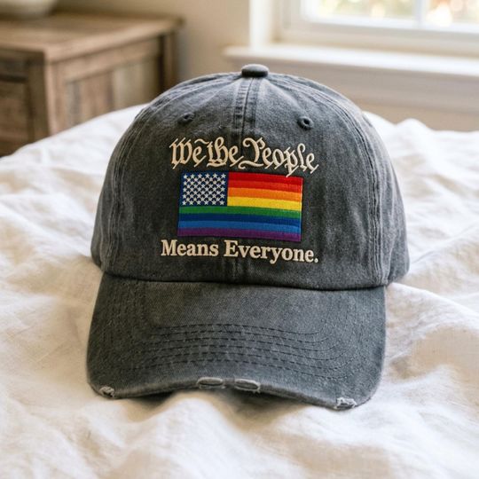 Embroidered Rainbow Pride Hat Washed Cap Vintage Adjustable Dad Hat We The People Means Everyone