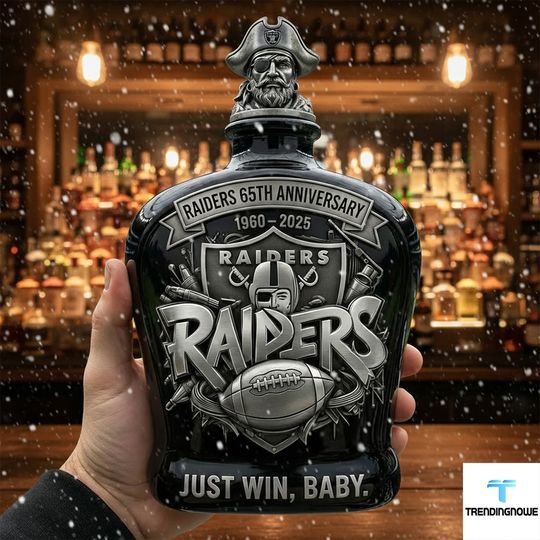 Las Vegas Raiders 65Th Anniversary Just Win Baby 2025 Decanter Whiskey Bottle