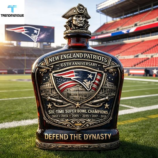 New England Patriots 65Th Anniversary Six Time Super Bowl Champions Whiskey Bottle
