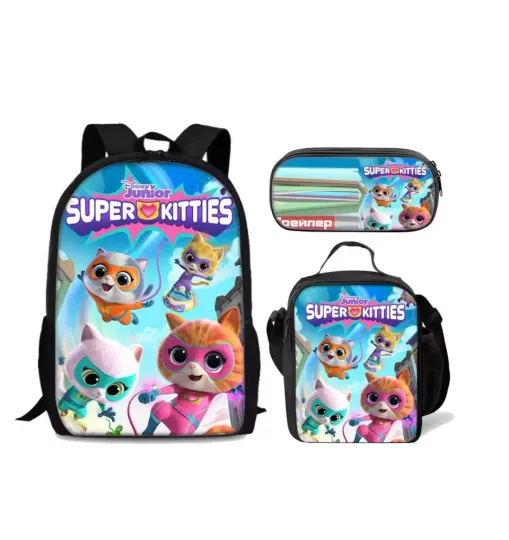 Cartoon Super Kitties School Backpack Set