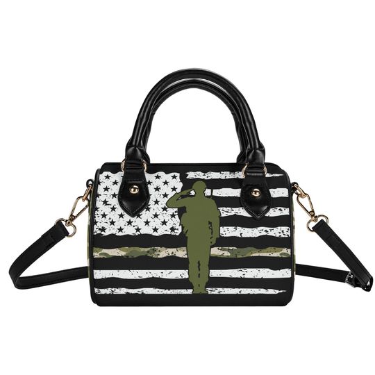 Army Wife PU Leather Crossbody Bag – Patriotic Camo & US Flag