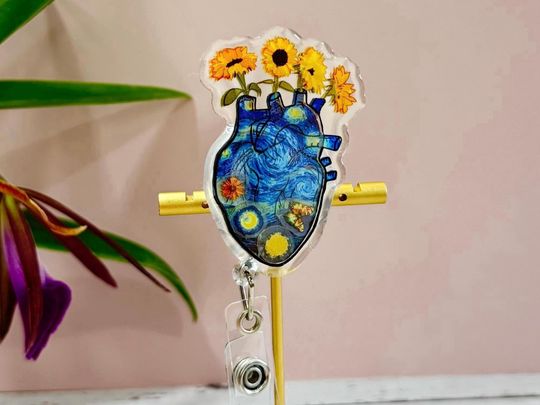 Shaker Badge Reel: Van Gogh heart