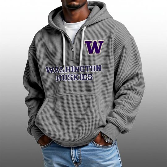 2026 Washington Huskies Waffle Zip Hoodie