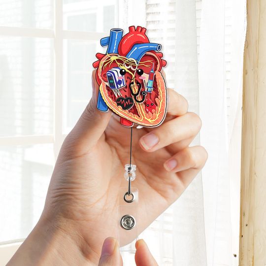 Heart Shaker Badge Reel, Cardiology Nurse Badge Holder, Cardiac Anatomy Badge Reel, Cardiology Gift