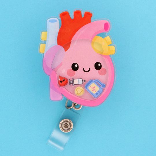 Anatomical Heart Shaker Badge Reel | Medical Nurse ID Holder | Cardiology Gift