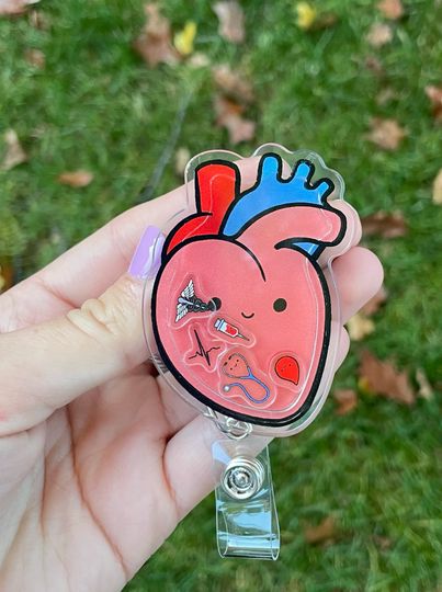 Anatomical Heart Shaker Badge Reel  Nurse, Doctor Gift  Hospital ID Holder