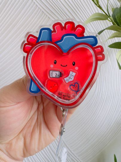 Anatomical Heart Shaker Badge Reel for Cardiology Nurses
