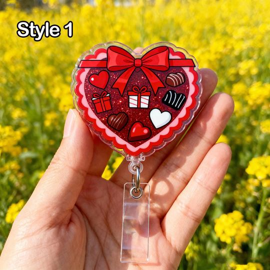 Chocolate Heart Badge Reel Shaker, Retractable ID Holder, Medical Gift