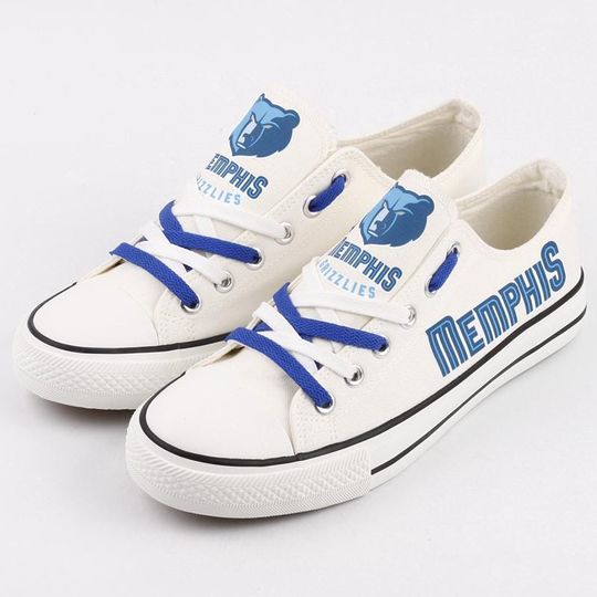 Memphis Grizzlies Shoes, Basketball Fan Footwear, Team Logo Print, Graphic Low Tops