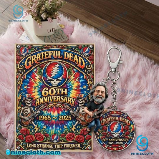 Grateful Dead 60th Anniversary 1965-2025 Long Strange Trip Forever Acrylic Keychain