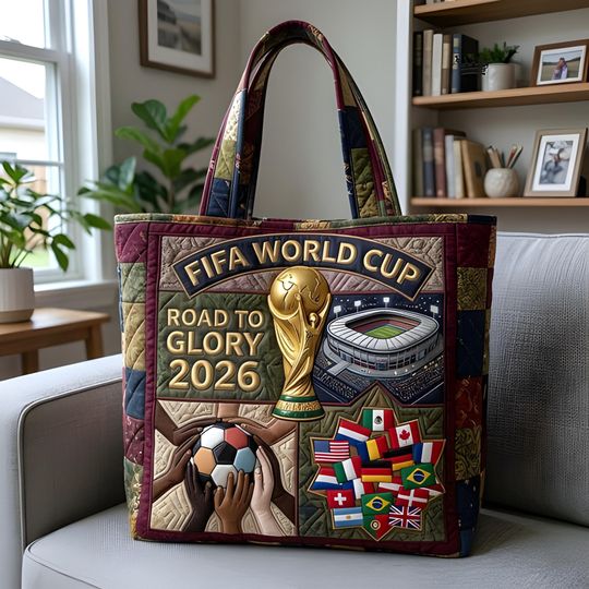 2026 Soccer World Tournament Tote Bag, International Soccer Team Quilt Tote Bag, Football Country Flag Hand Bag, Gift for Soccer Lover