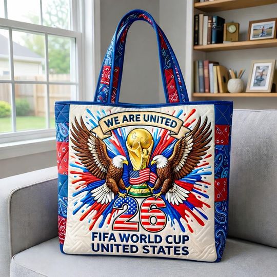 2026 Soccer World Tournament Tote Bag, American Eagle Soccer Team Quilt Tote Bag, Football America Flag Hand Bag, Gift for Soccer Lover