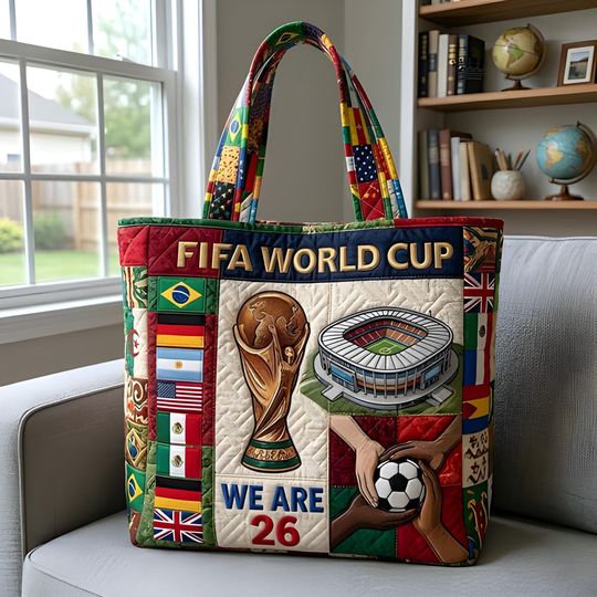 2026 Soccer World Tournament Tote Bag, International Soccer Team Quilt Tote Bag, Football Country Flag Hand Bag, Gift for Soccer Lover