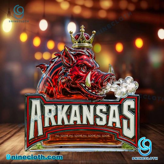 Arkansas Razorbacks Pig Sooie Shaped Whiskey Bottle