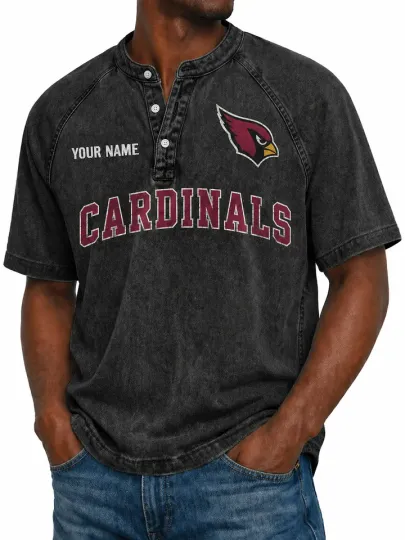 Arizonna Cardinals Football Team Custom Name Denim Washed T-Shirt