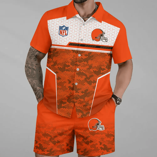 Cleveland Team Browns Button Shirt And Short