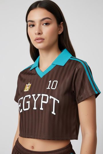 Egypt Soccer Crop Top, Women's Sporty Jersey, Personalized Name Number (World Cup 2026)