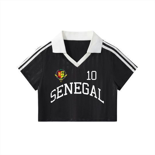 Senegal Collar Striped Cropped Jersey