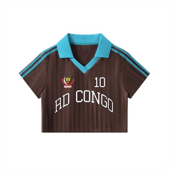 DR Congo Women's Cropped Football Jersey, Personalized Name Number Soccer Shirt