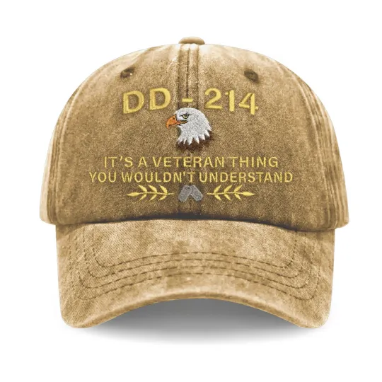 DD-214 Its A Veteran Thing Hat Vintage Washed Eagle Embroidered Baseball Cap