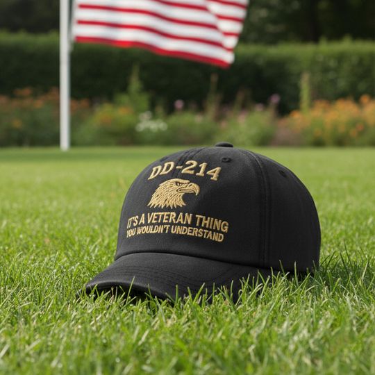 Embroidered DD-214 Veteran Hat Eagle Navy Cap, Military Pride Hat, Independence Day Gift