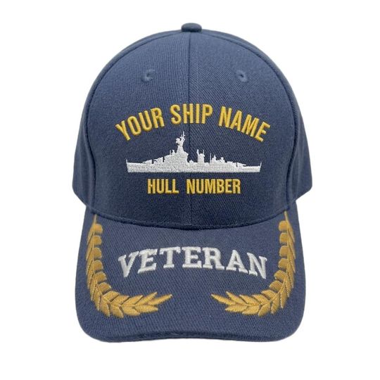 Personalized US Navy Ship Cap  Navy Veteran - Custom Embroidered Hull Number