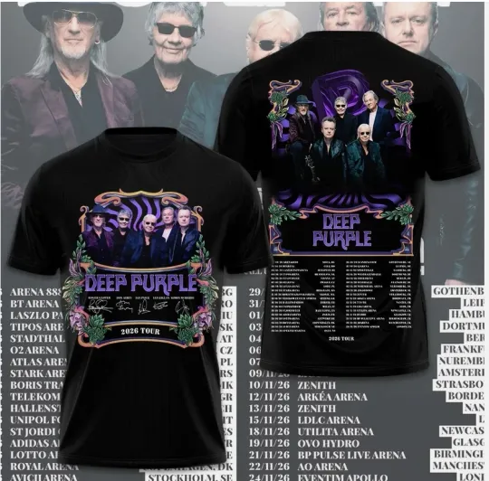 Deep Purple Tour 2026 3D T-Shirt Polyester Unisex Gift For Fan