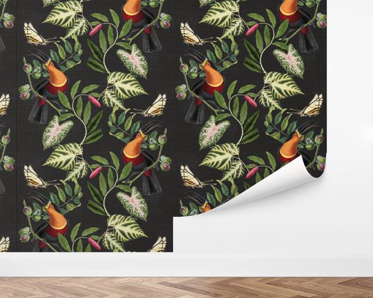 Custom Tropical Peel and Stick Wallpaper, Removable Wallpaper - Toucan Tropics Wallpaper by Love vs. Design