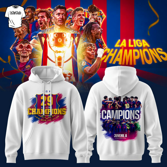 FC Barcelona 29 time La Liga Champions Limited Edition White Hoodie