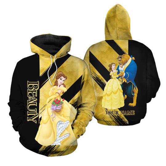 Custom Beauty And The Beast Couple 3D Hoodie, Halloween Xmas Gift