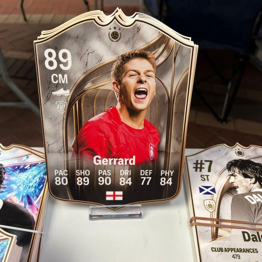 Steven Gerrard Liverpool, EA FC Fifa Foamex Card, Soccer Player Card, Gift For Fan