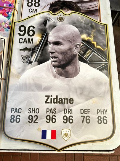 Zinedine Zidane Foamex Card, Soccer Player Card, Gift For Fan