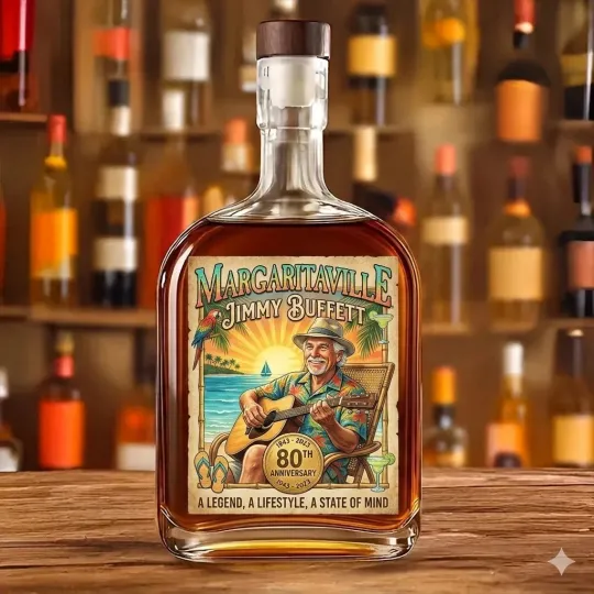 Jimmy Buffett Margaritaville 80th Anniversary Empty Whiskey Bottle
