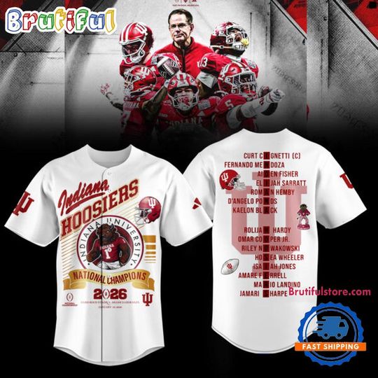 Indiana Hoosiers CFP National Champions 2026 Winner Team Player White Baseball Jersey