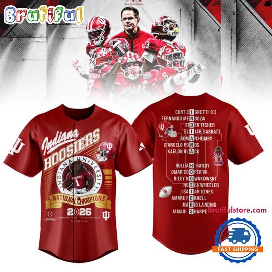 Indiana Hoosiers CFP National Champions 2026 Winner Team Player Red Baseball Jersey