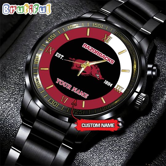 NCAA Arkansas Razorbacks Calendar Steel Band Watch