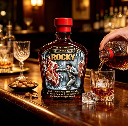 Rocky 50th Anniversary Whiskey Decanter Movie Themed Wine Aerator Home Barware Collectible Decor Gift