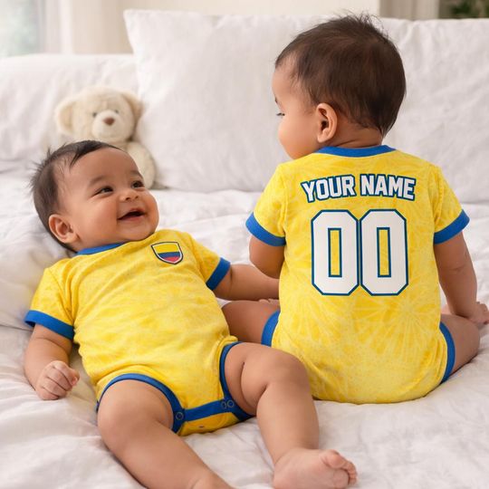 Colombia World Soccer Baby Bodysuit, Football Jersey, Soccer Outfit, Kids Fan Gear
