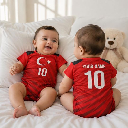 Turkey Soccer Baby Suit, Custom 2026 Fan Version, Personalized Name Number, Family Sport Apparel, Gift For Soccer Fan